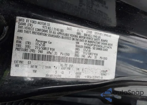 2016 Ford Focus Se z USA, uszkodzony, nr VIN 1FADP3FE8GL273476